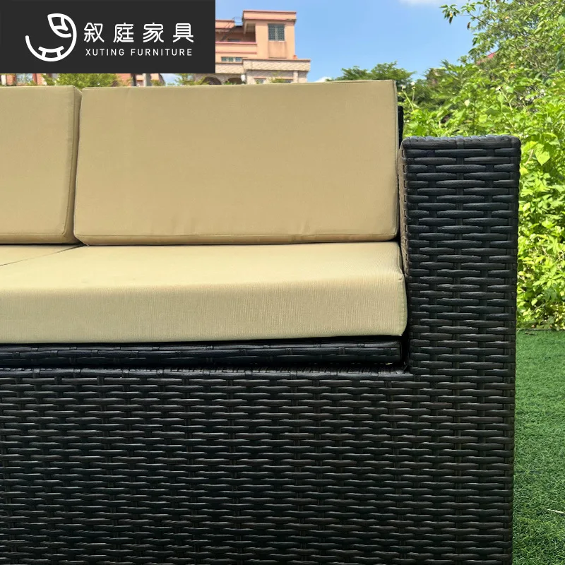 Outdoor furniture garden courtyard rattan sofa outdoor residential villa double table and chair combination