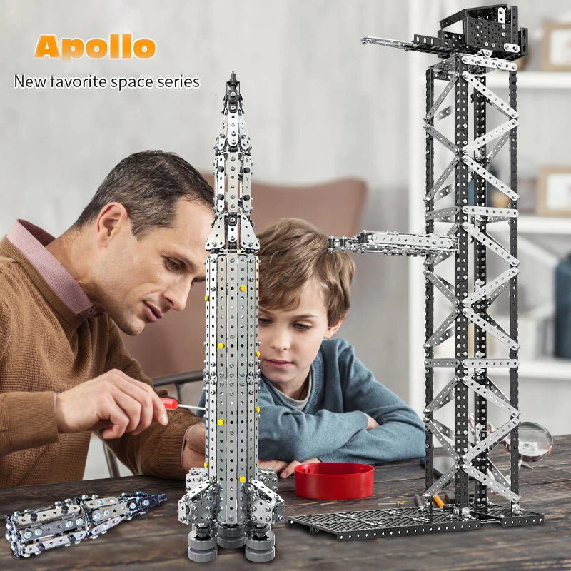 3D Metal Assembly Building Blocks Aerospace Building Simulation Screw Nut Assembly Rocket Launcher Model Toy For Boy