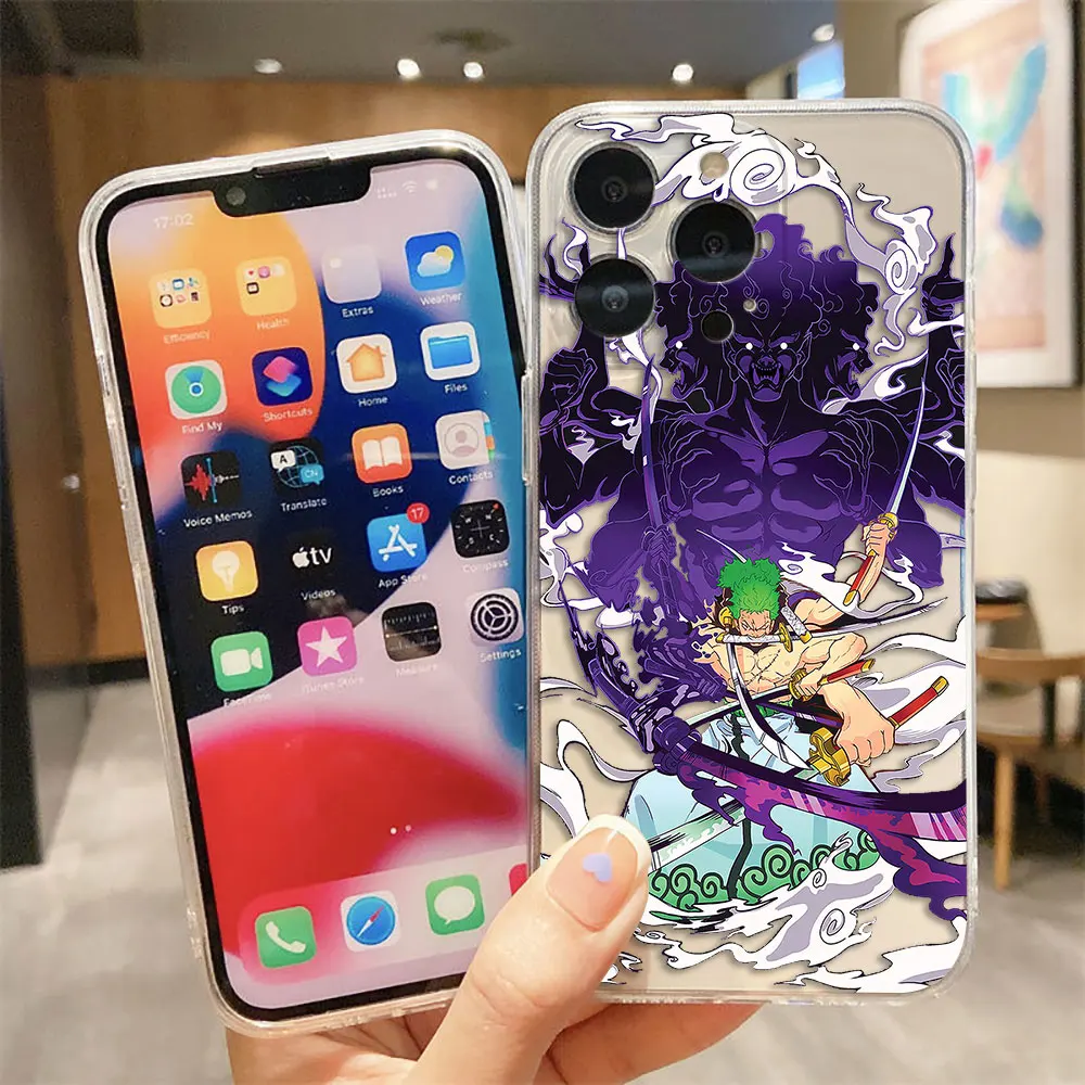 One P-Piece Luffy Zorro Gear 5 Clear Phone Case For Redmi Note 15 14 13 12 11 11T 11S 10 9 10S 9S 8 Pro Max Plus DIY Case Cover