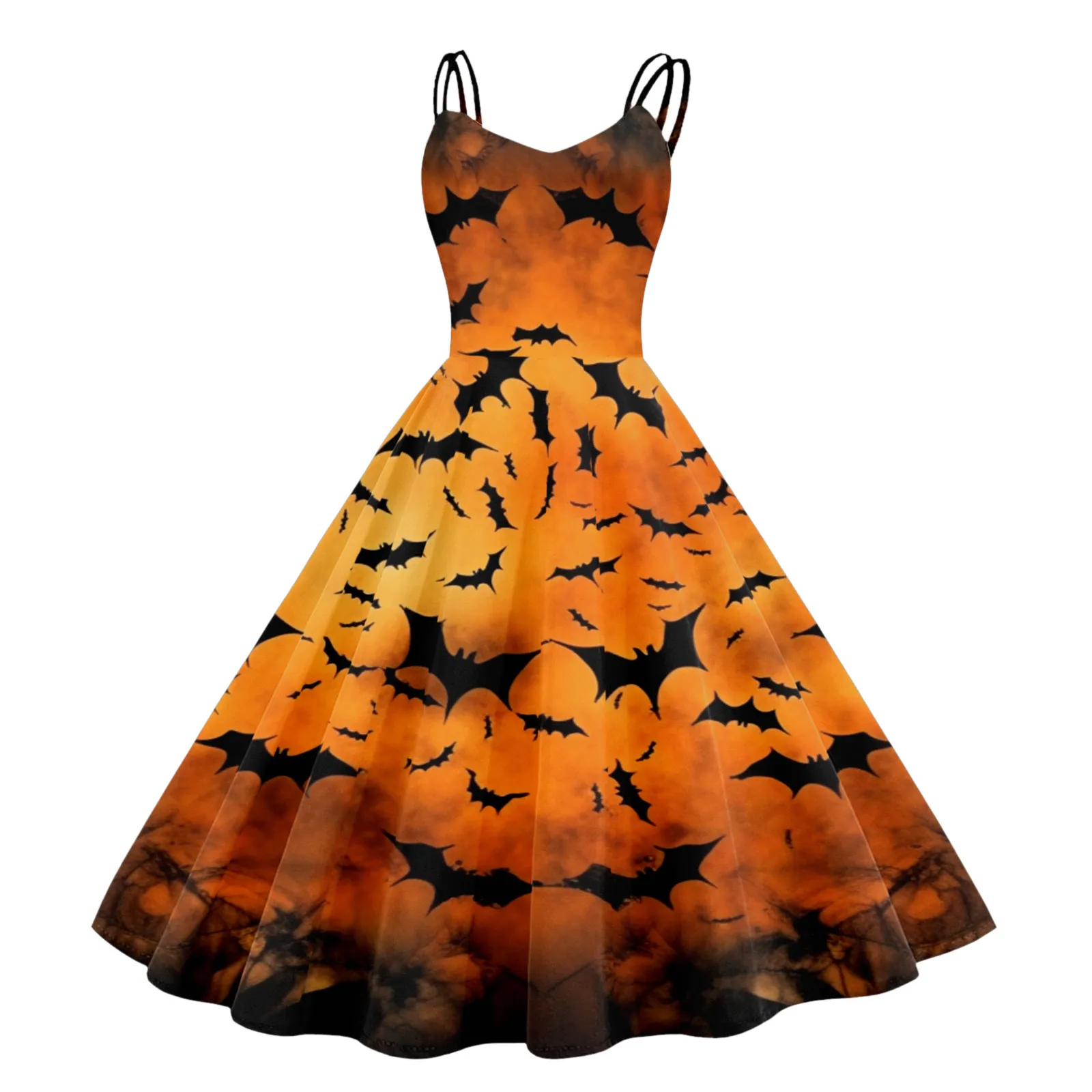 Halloween Fancy Skeleton Rose Print Women Dress Girl Carnival 1950s Party Dresses Female Goth Costume Rockabilly Dress Vestidos