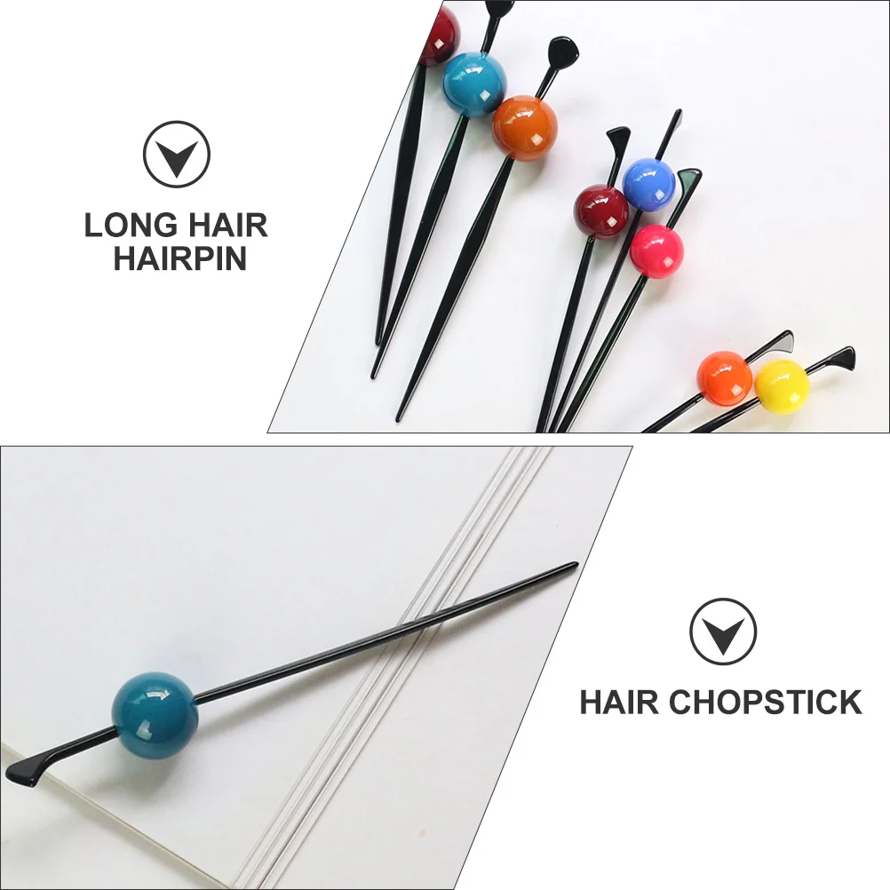 

2pcs Ball Chopstick Hairpin Oriental Fork Bun Holder Long Hair Stick For Women Girls Hair Styling Tool