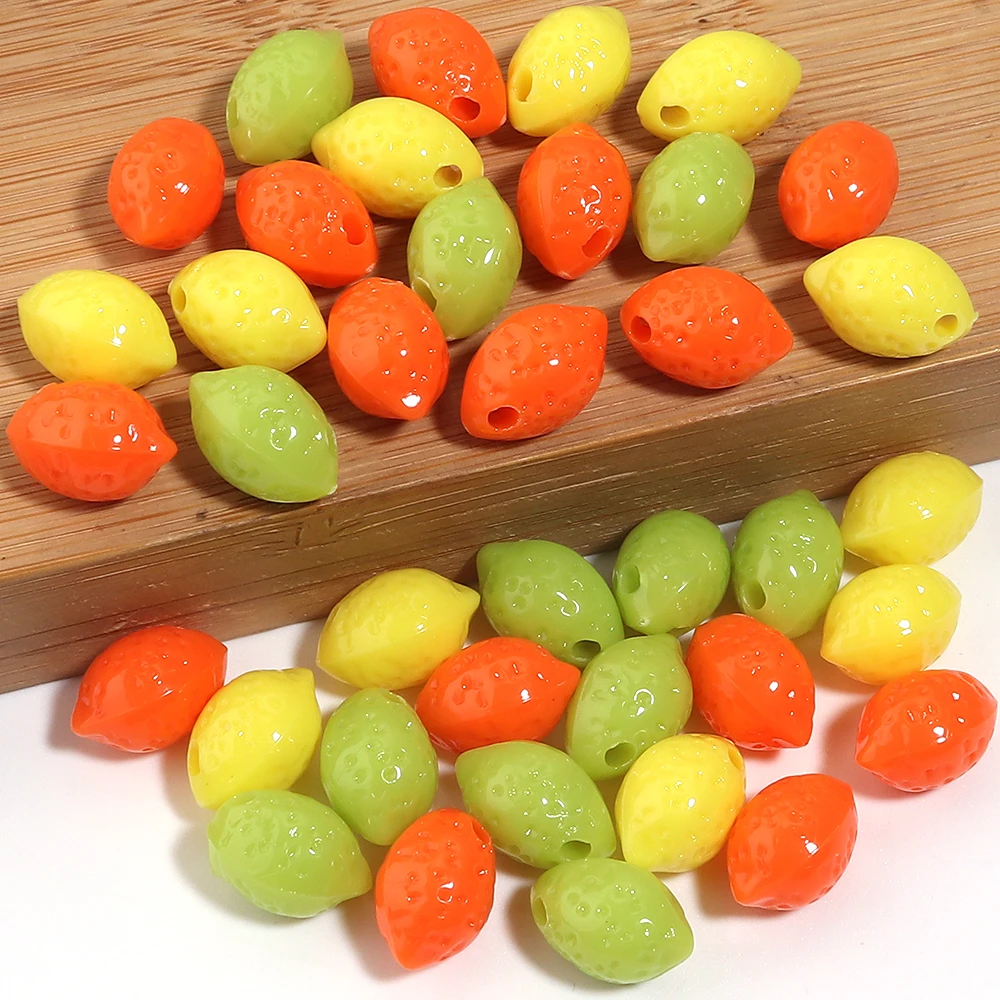 30 Stück 10x14mm bunte Zitronen-Acrylperlen, Frucht-Abstandshalterperlen für die Schmuckherstellung, Ohrringe, Armbänder, DIY-Zubehör – Detail 6