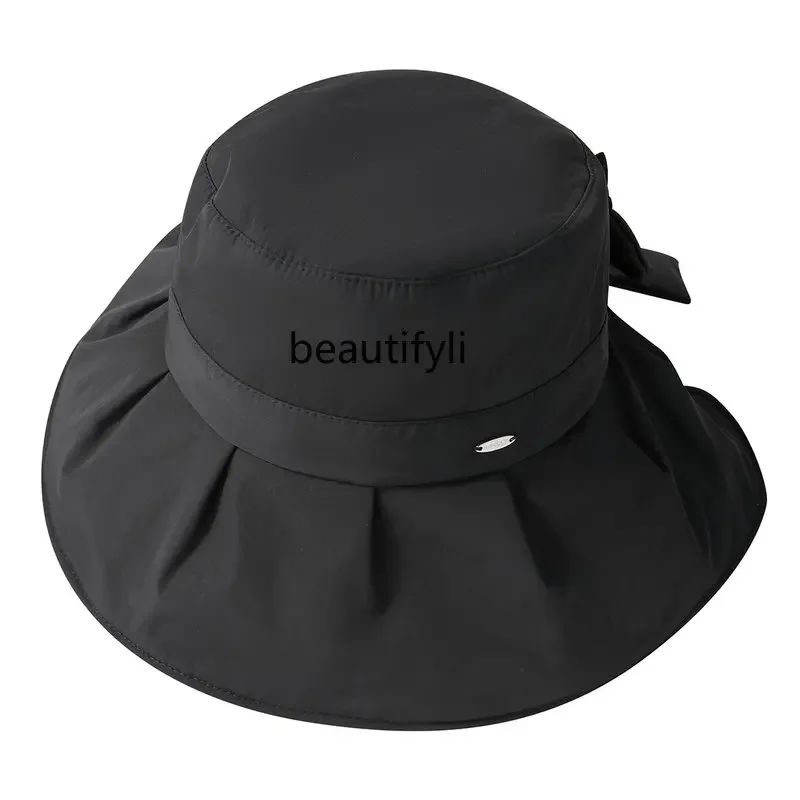 zqSummer Color Plastic Sunshade Sun Protection Hat Bowknot Shell Hat Ladies Outdoor Uv-Proof