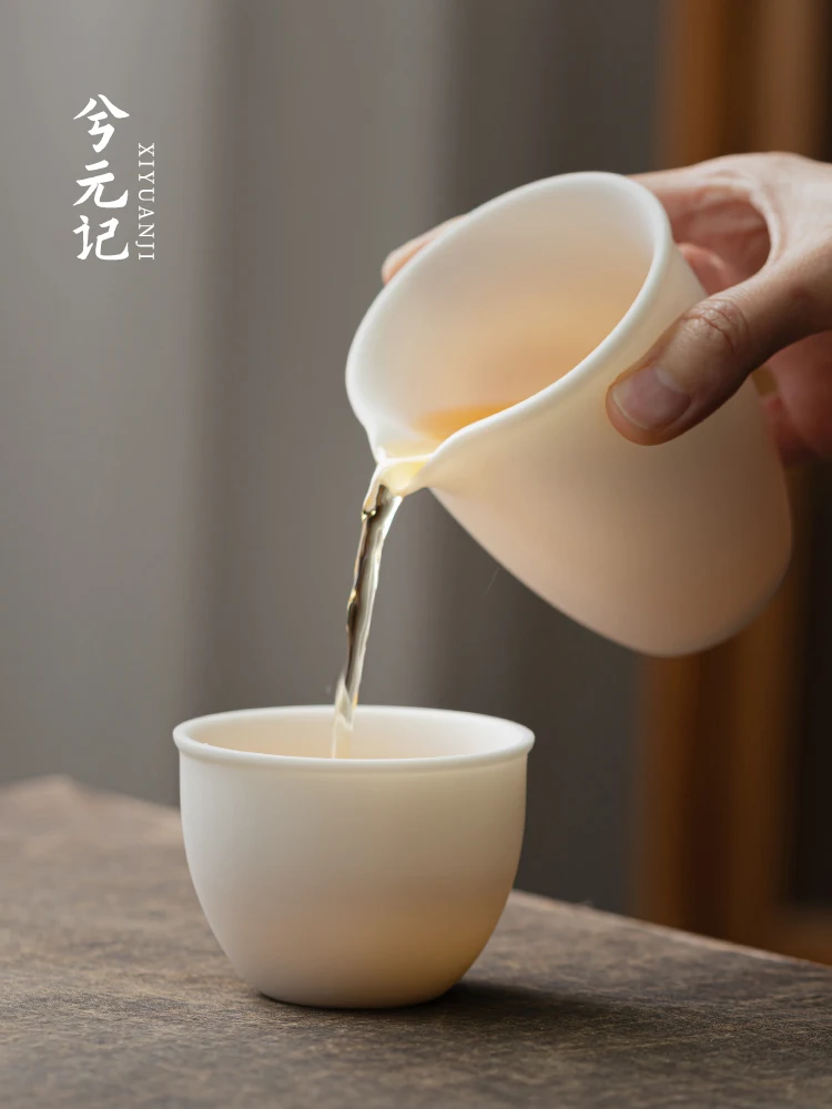Plain Roast Mutton Fat Jade Cup Tea Single Set High-End Personal Special