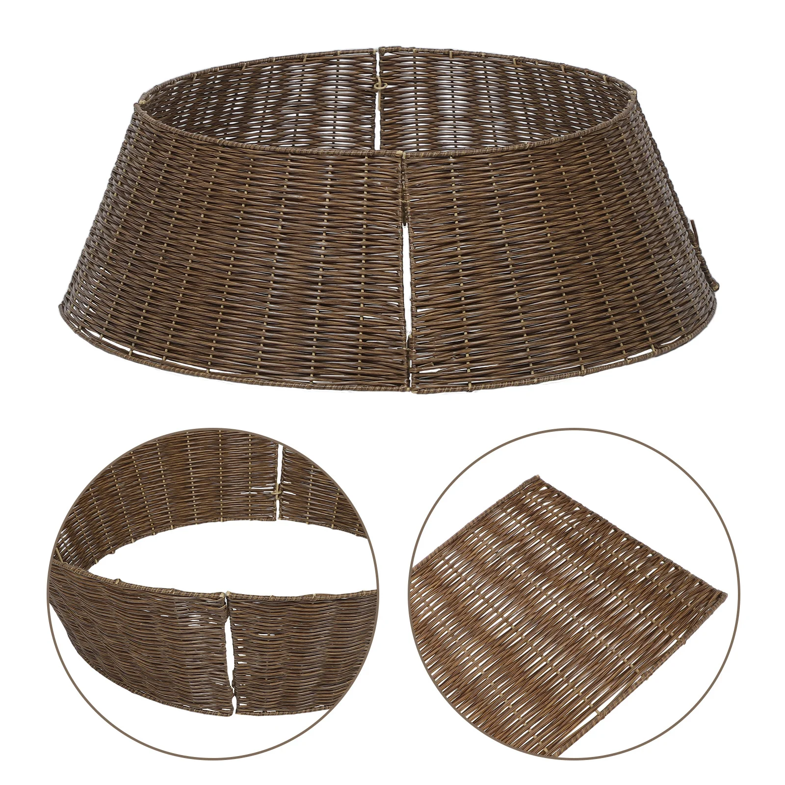 

65Cm Christmas Base Cover Rattan Look Woven Design Pvc Tree Collar For Holiday Party Decor Farmhouse Style Tree Skirt
