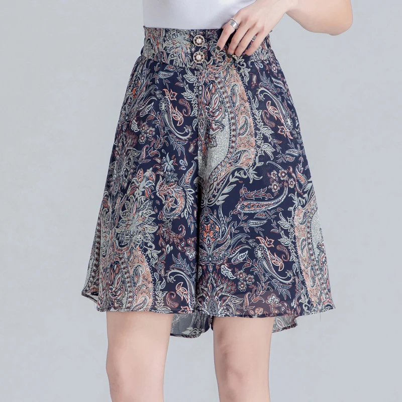 

Шорты женские шифоновые с широкими штанинами и высокой талией, свободные