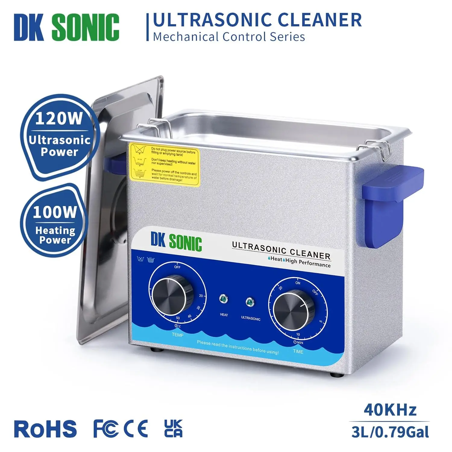 Ultrasonic Cleaner with Heater and Basket for Coins, Small Metal Parts, Record, Circuit Board, Daily Necessaries,