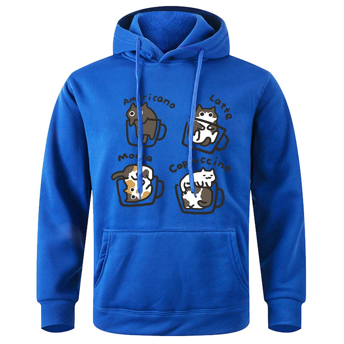 Cat In The Coffee Cup Printing Mens Hooded Basics Thick Comfy Sport Shirts Leisure Stylish Sportwear Unique Oversized Clothes