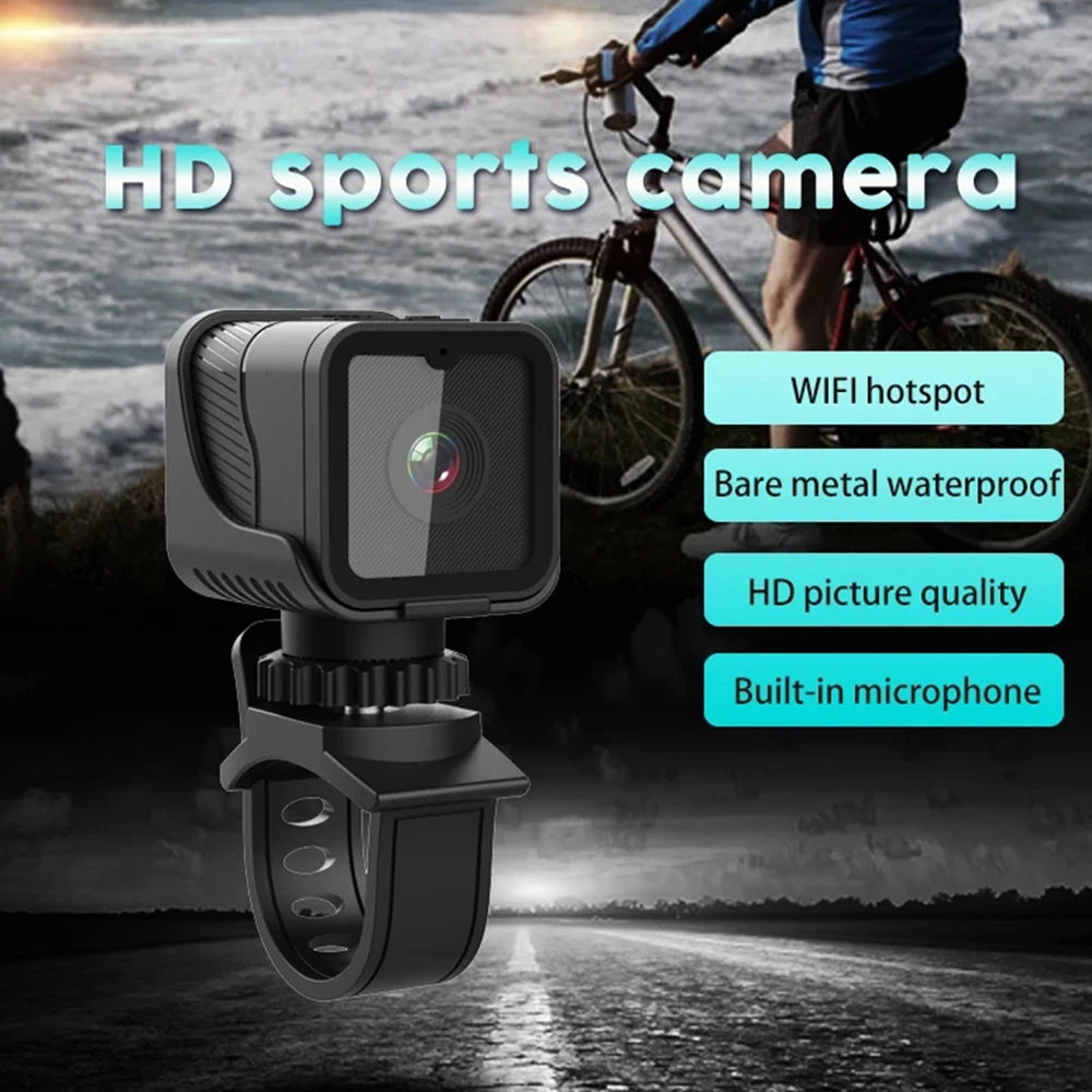 Minicámara deportiva portátil de 1080P HD con punto de acceso WiFi, cámara impermeable, grabadora de conducción para motocicleta y bicicleta