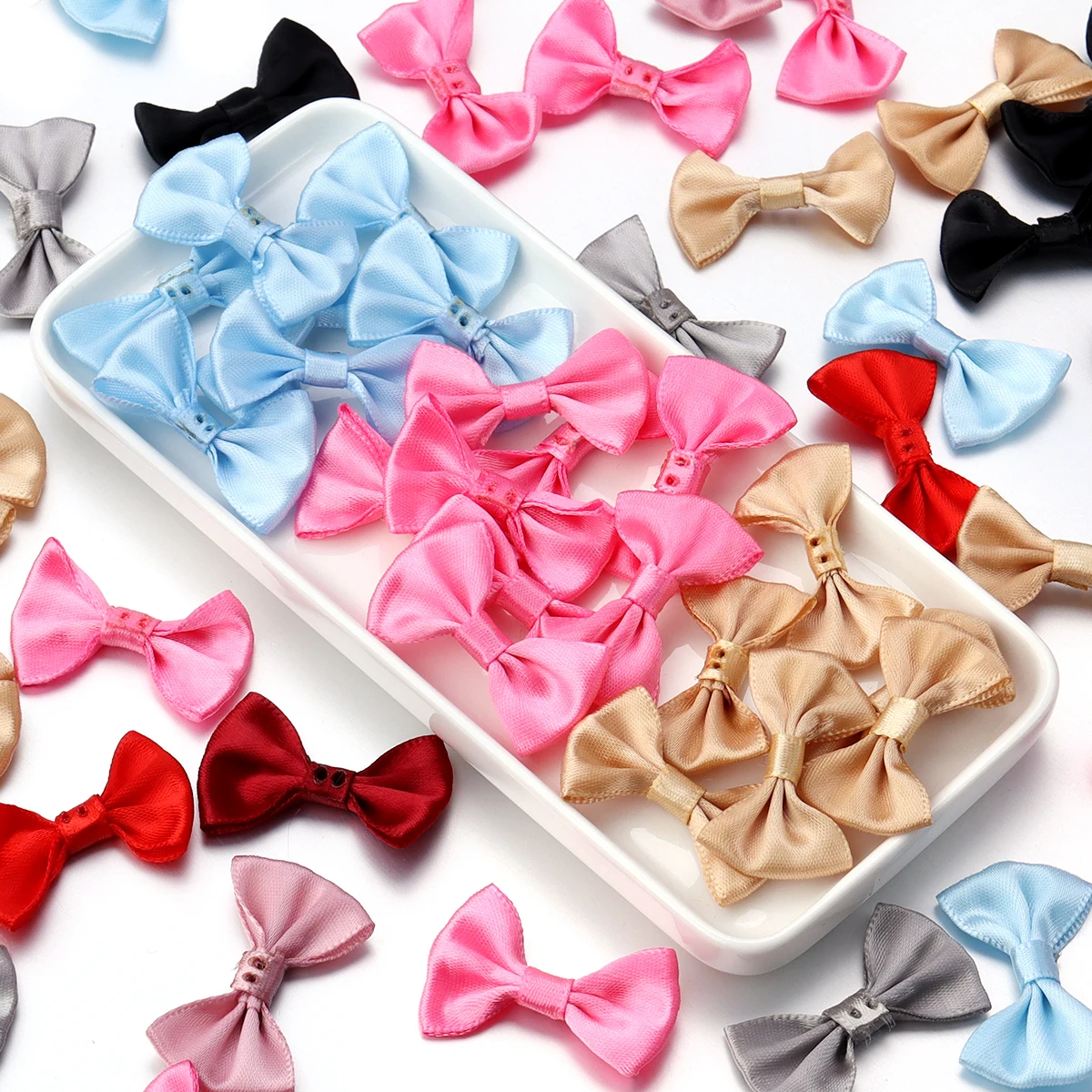 50pcs/Lot Multicolor Polyester Bows Satin Bow For Jewelry Making DIY Wedding Party Hair Clip Headband Clothing Crafts Decoration