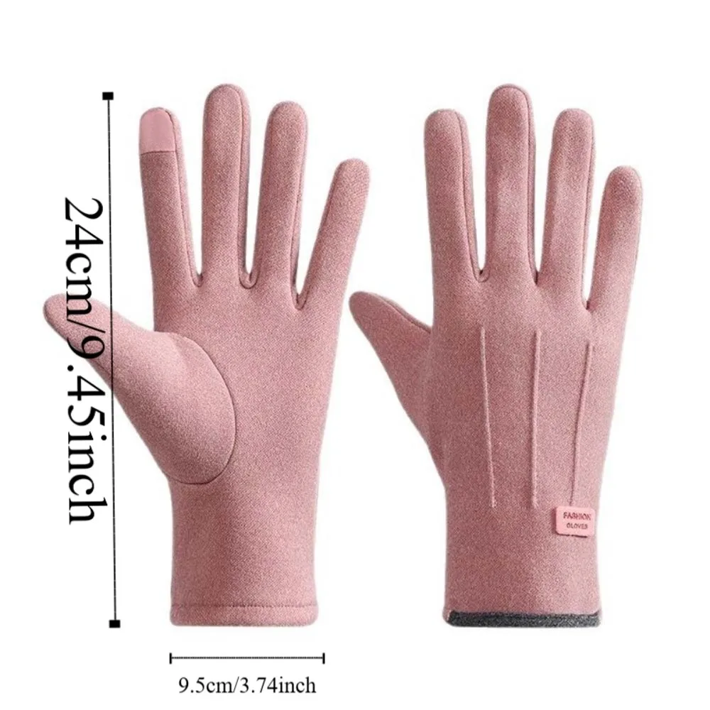 أفخم زوجين مكافحة البرد قفازات لينة بلون سميكة قفازات من جلد الغزال شاشة تعمل باللمس البوليستر يندبروف فنجر القفازات النساء #5