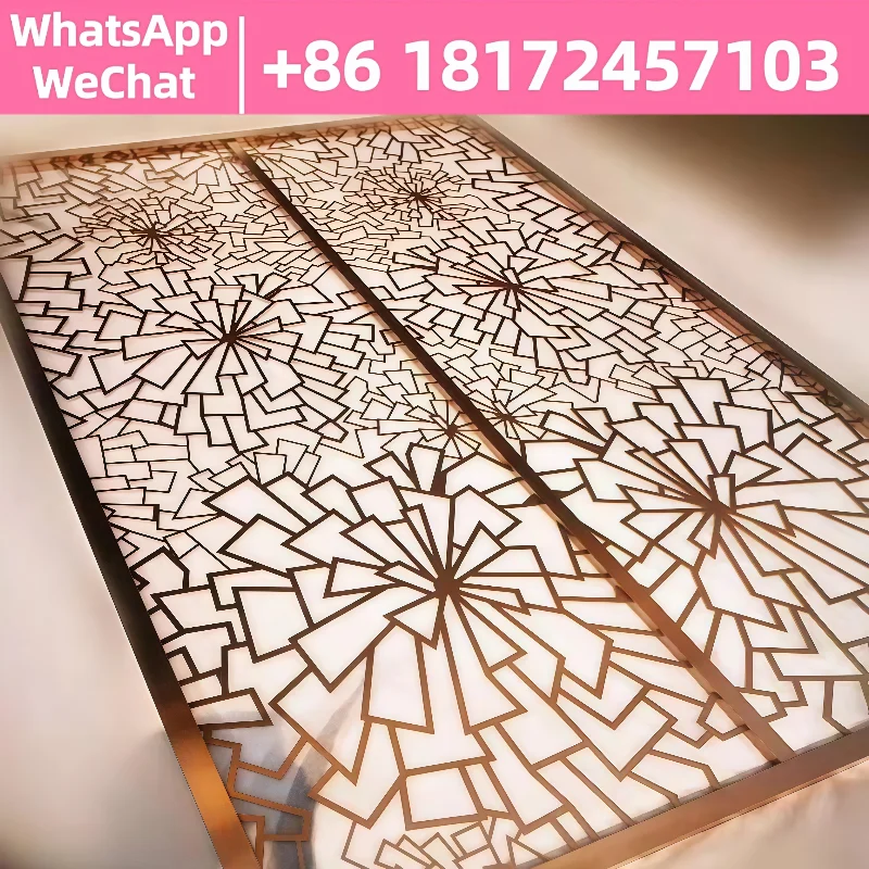 

Living room European stainless steel screen partition new Chinese aluminum alloy lattice hotel laser decorative products porch c