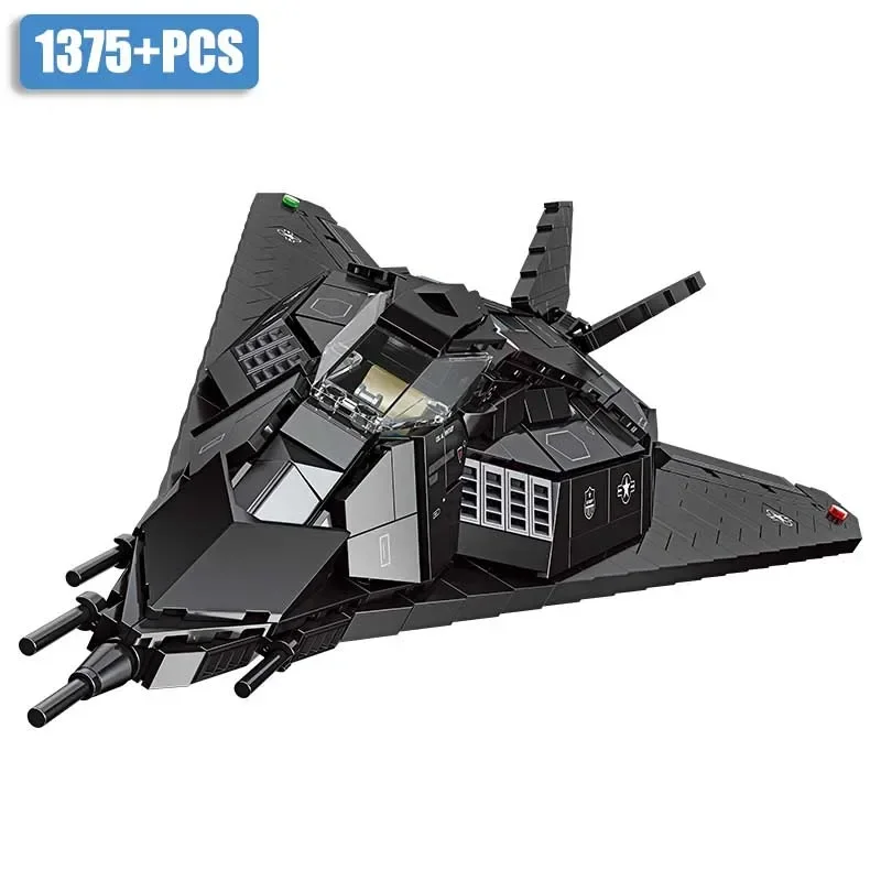 

1375pcs F-117A Military MOC Nighthawk Stealth Fighter Model Building Blocks DIY Attack Jet Aircraft Bricks Toys For Children Boy