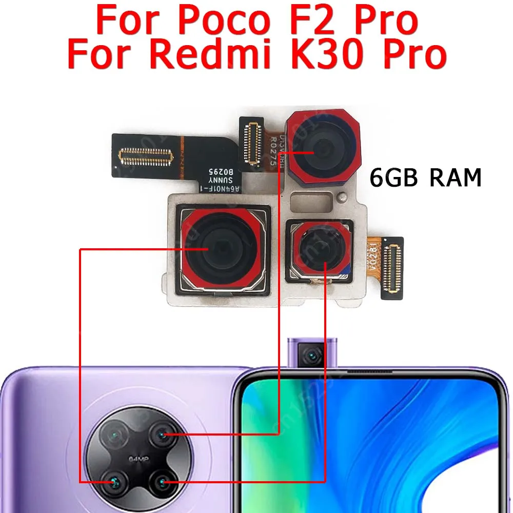 Rear Camera For Xiaomi Mi Pocophone Poco Phone F1 F2 Pro F3 F4 GT Back Camera Module Flex View Replacement Spare Parts