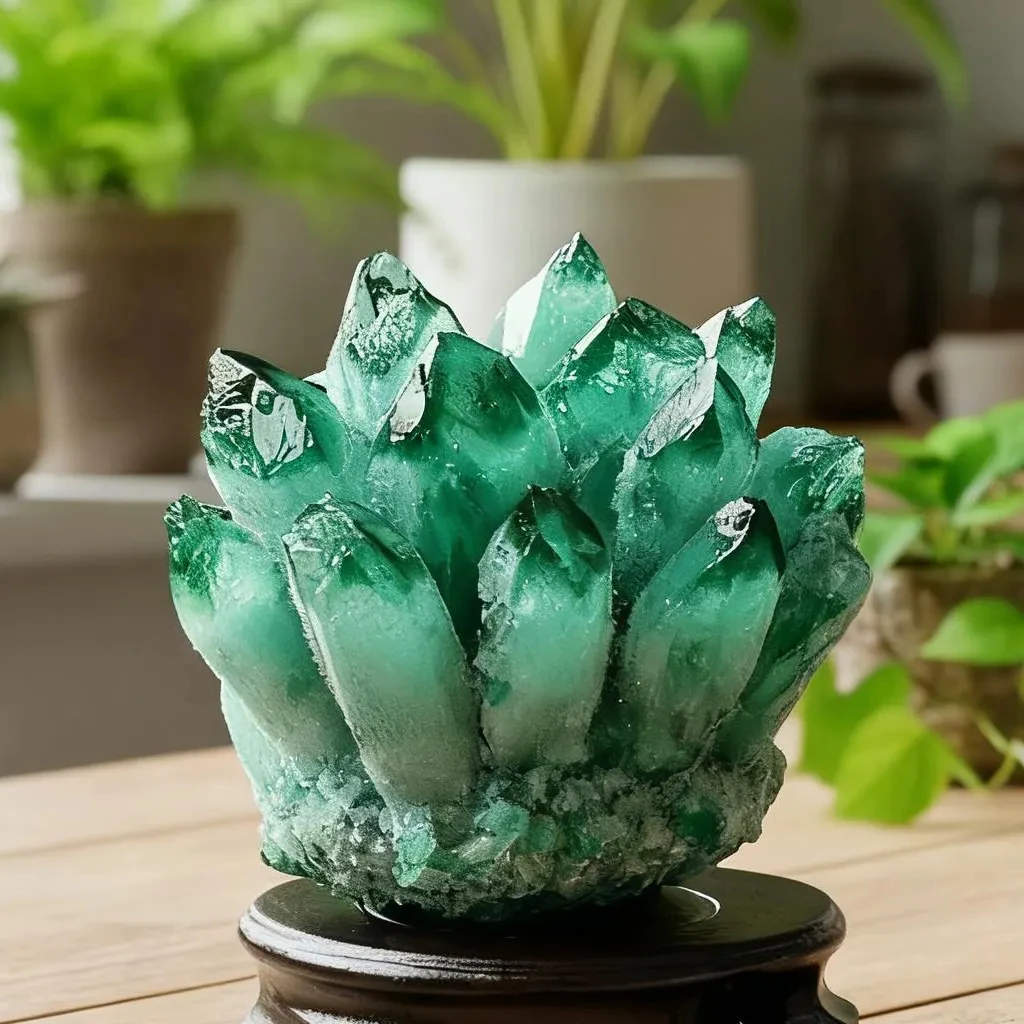 

1PC Green Quartz Crystal Cluster Mineral Specimen, Hand Carving, Home Decor, Energy Crystal Gift, Holiday Gift Giving