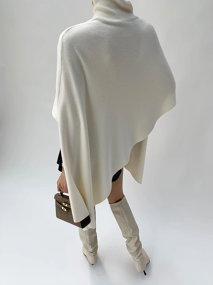 Suéter Hoado de Punto con Cuello Alto y Hombros Descubiertos, Estilo Coreano, Informal, Cómodo y de Moda