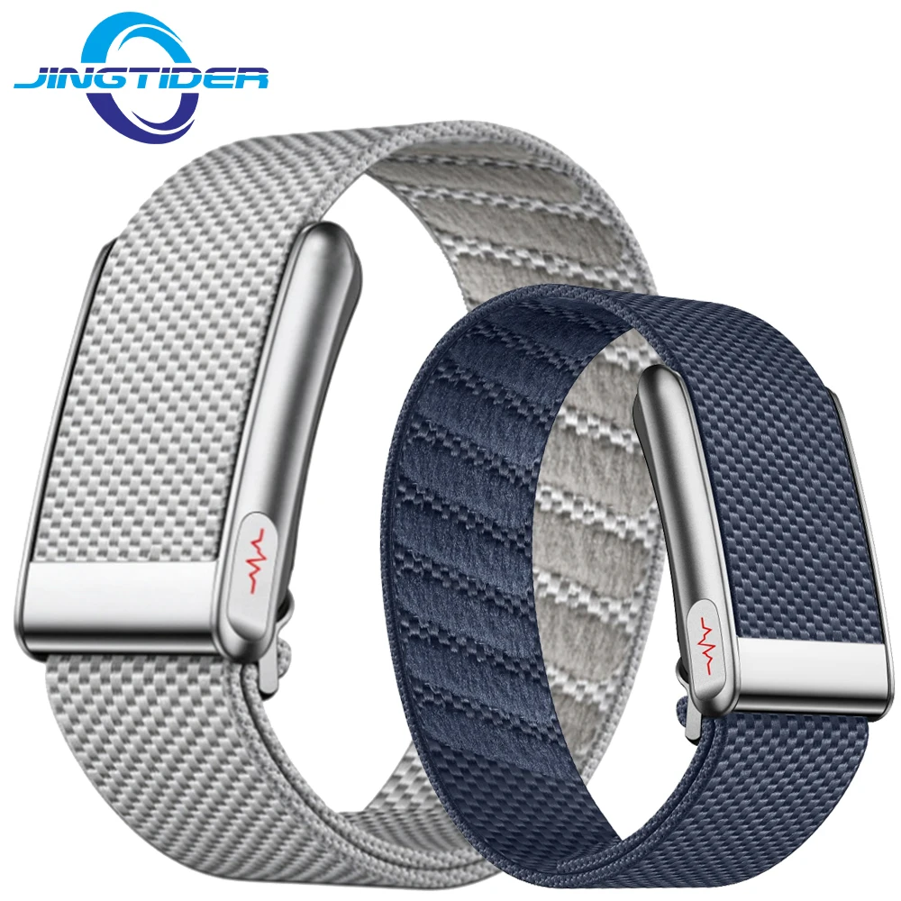 E500 Nylon Strap Screenless Smart Band 5ATM IP68 Waterproof Body Temperature Blood Oxygen Smart Bracelet ECG HRV Sport Wristband
