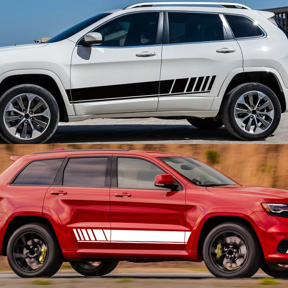 Pegatinas Decorativas para Puertas de Jeep Grand Cherokee, Franjas Laterales, Decoración Deportiva de Vinilo, Calcomanías, Accesorios de Tuning para Auto