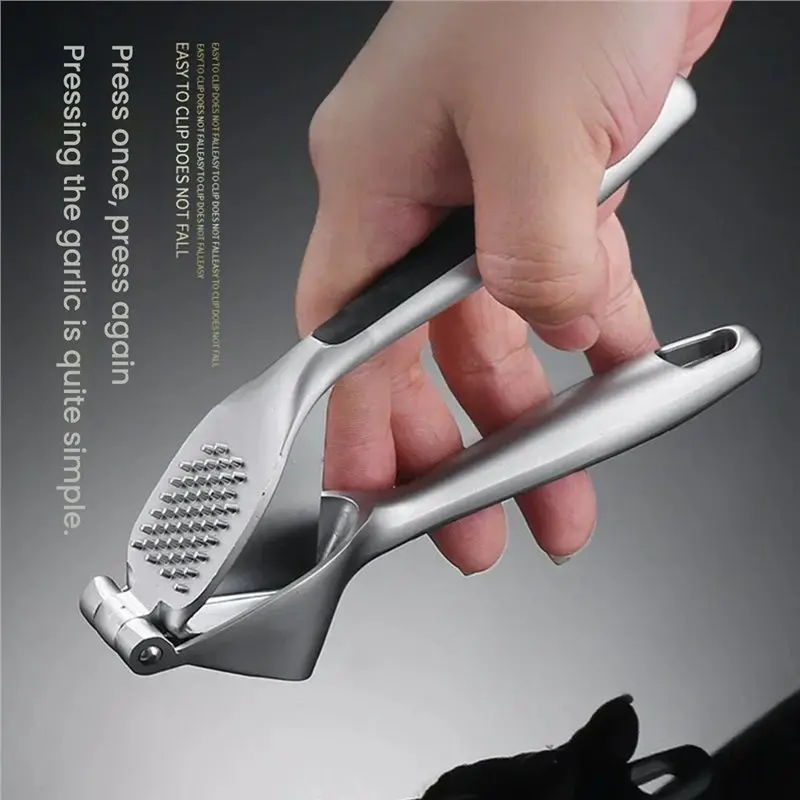 ABGG-Ergonomic Soft Grip Handle Garment Mincer 1PC Garlic Press Zinc Alloy Crusher Easy To Squeeze Clean