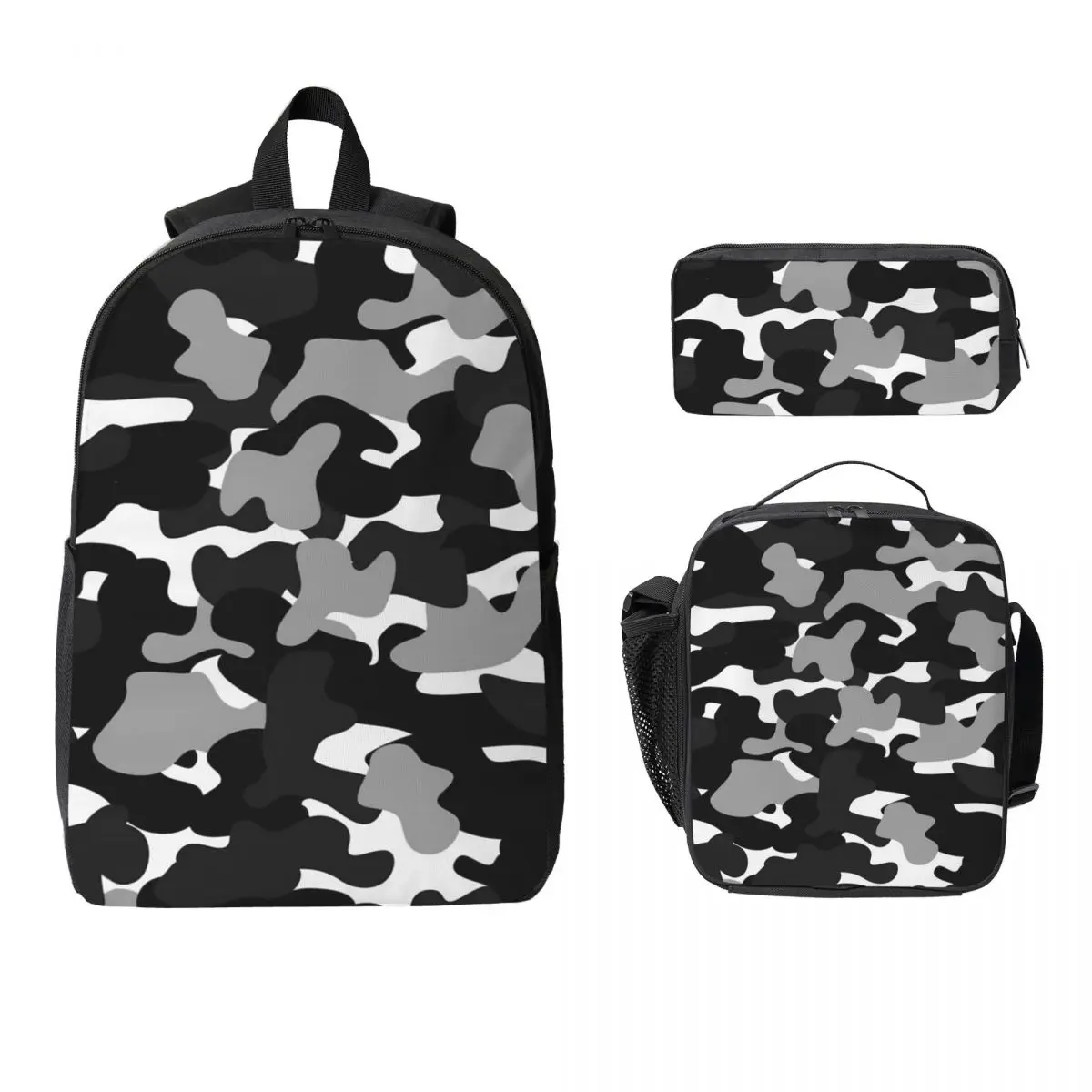 

Camouflage Pattern Military Army Background Camo Backpack Boys Girls BookBag School Bag 3ps Insulated Lunch Bag Pencil Case