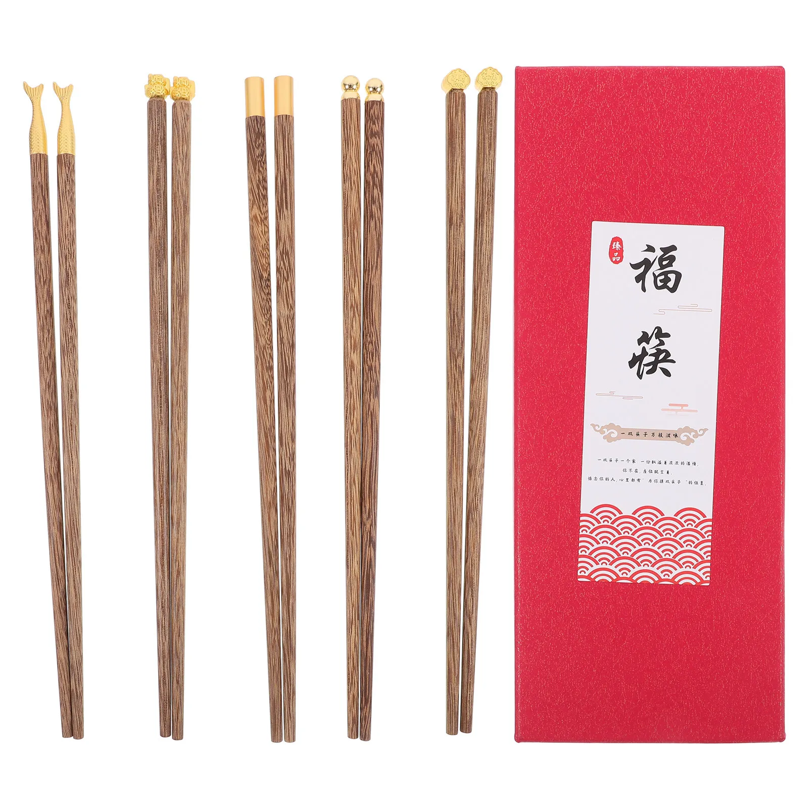 

5Pair Wooden Chopsticks Chinese Style Lightweight Reusable Chopsticks Set Home Dining Tableware Practical
