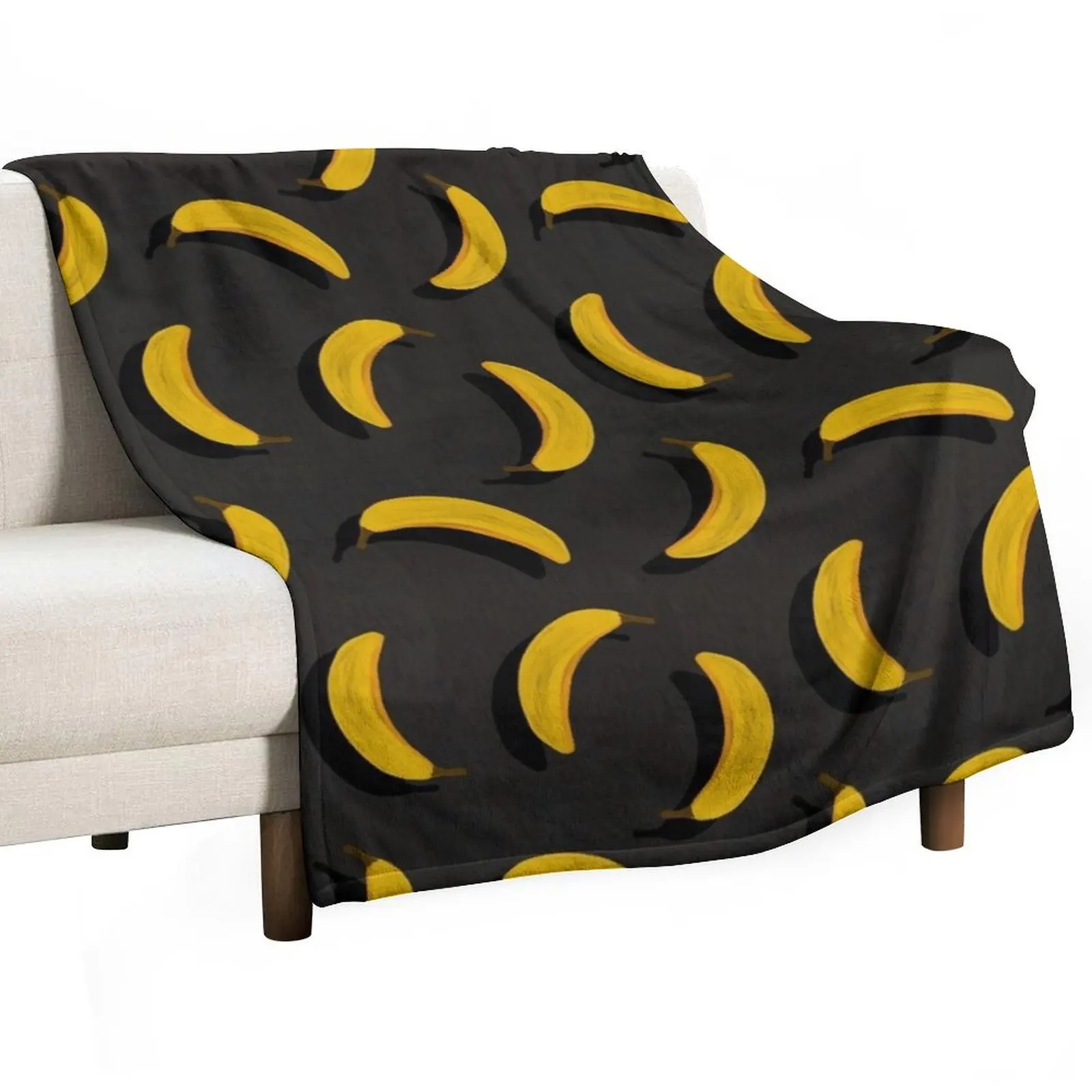 

Banana Pattern a Yellow & Charcoal Throw Blanket Decorative Throw Blankets Sofas Of Decoration Plush Travel Blankets
