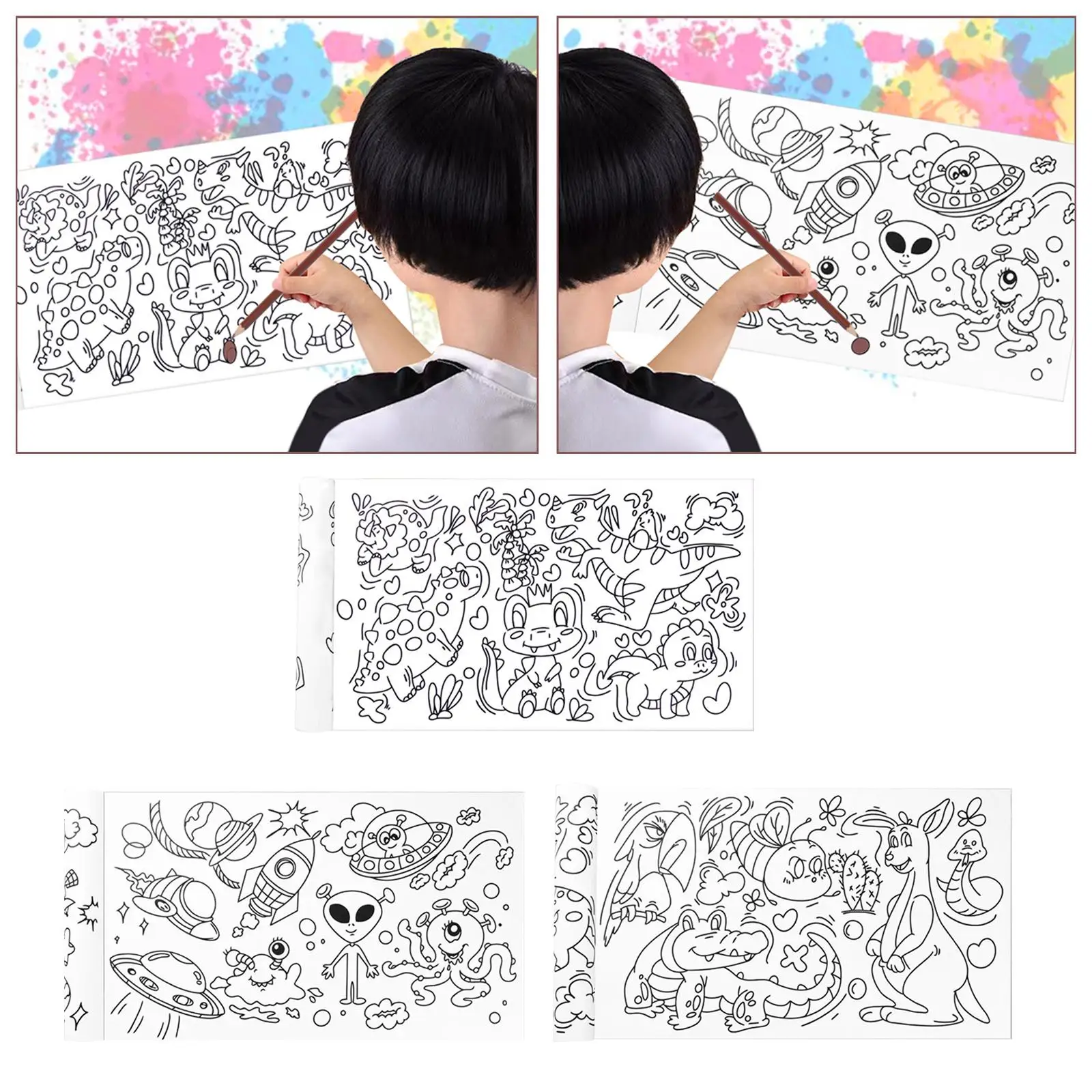 Children Coloring Roll Wall Sticker Educational Toy Coloring Book Paper Arts Crafts Activity