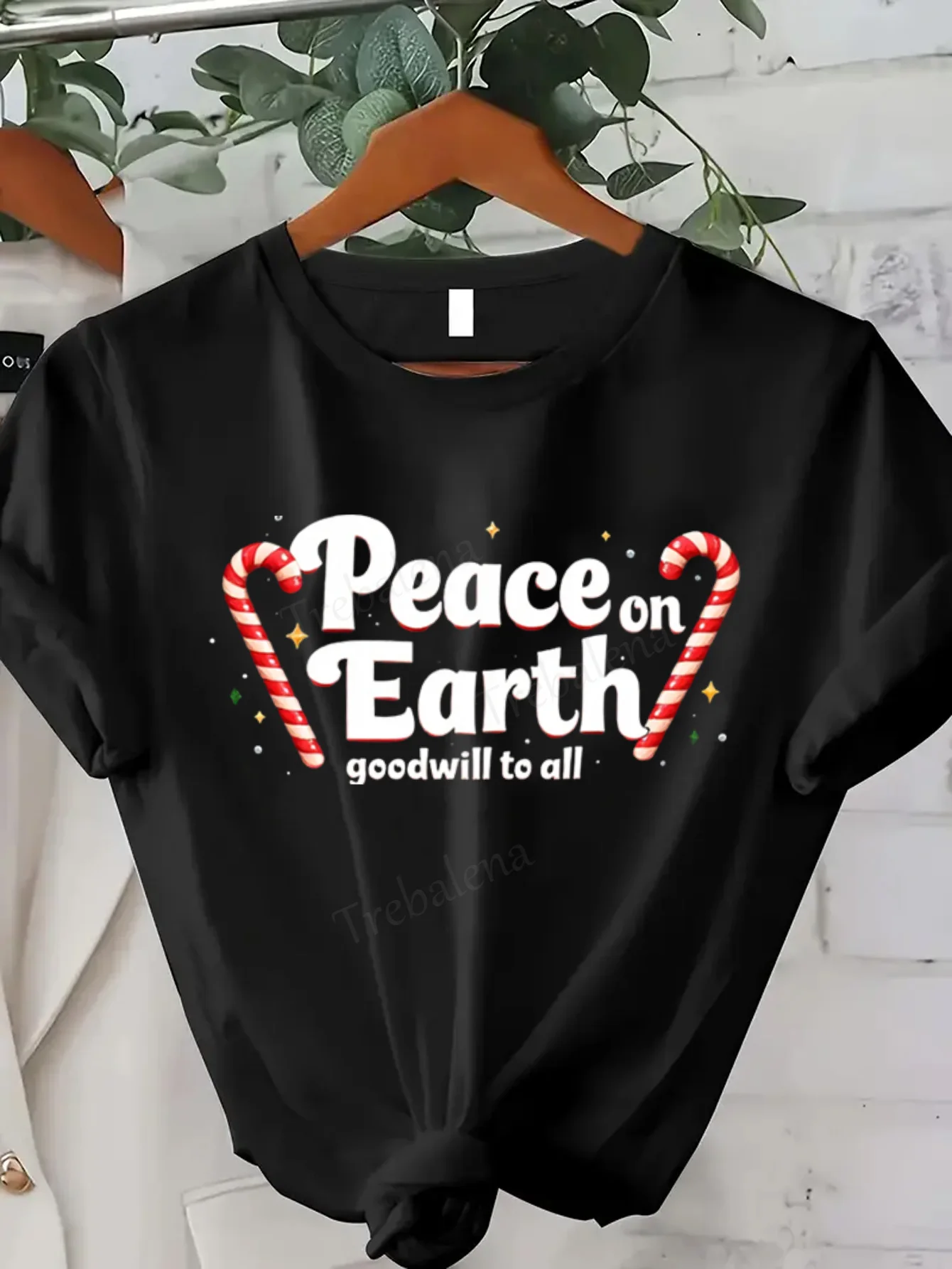

Женская футболка Peace on Earth Candy Cane Tee - праздничный праздничный стиль