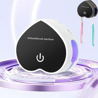Wall Mounted Sanitizing Toothbrush Holder 2 Brush Slots Portable Smart UV Toothbrush Sterilizer Drying Self-Draining