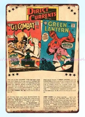 house decor shops 1968 comic book ad GI Combat Green Lantern metal tin sign