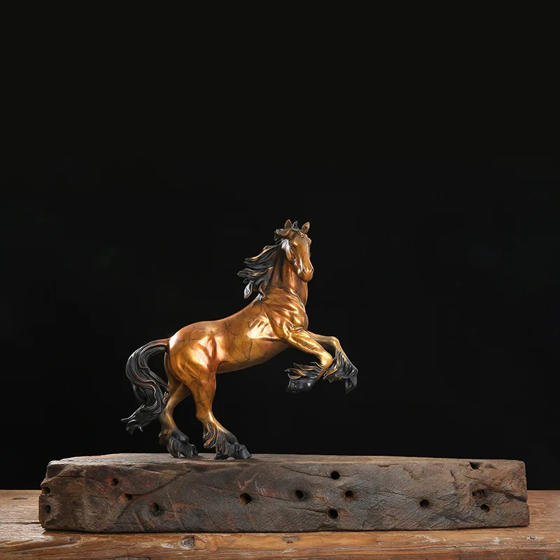 Chinese brass horse ornament cast copper handicraft zodiac horse ornament home villa