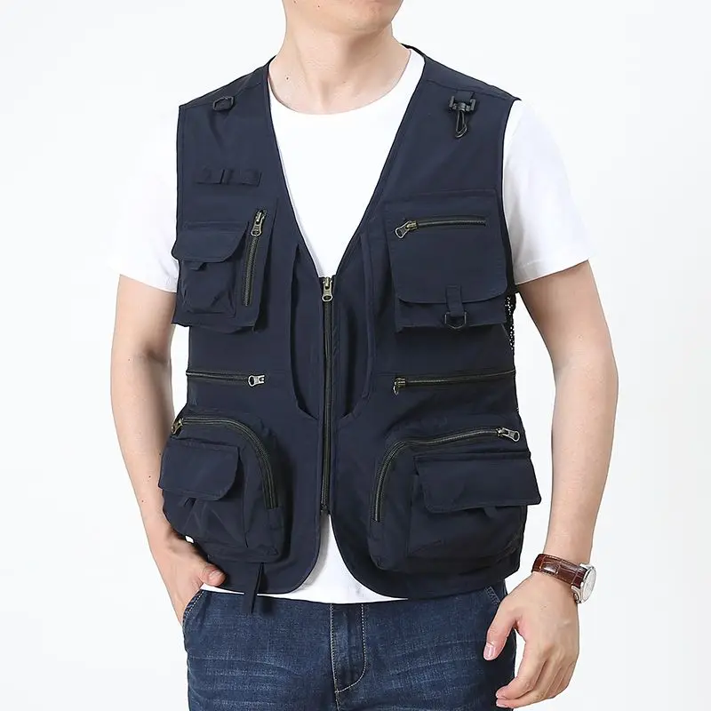 

Men's Functional Outdoor Vest for Fishing Photography Thin Summer Gilet with 15 Pockets Ergonomic Design​