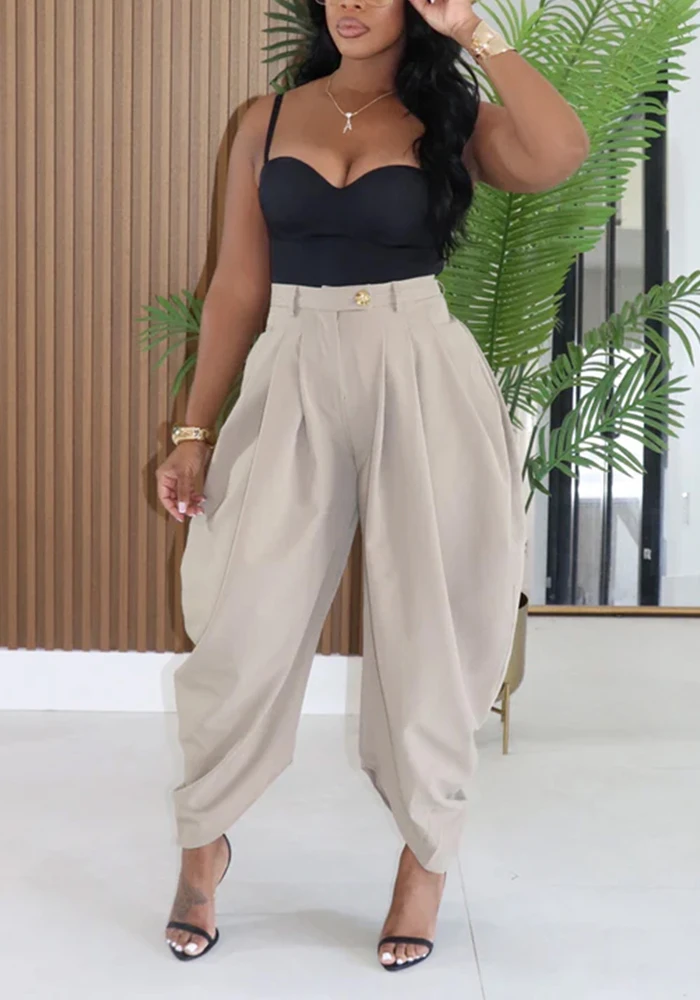 2026 Trend Mid Waist Women's Cargo Harem Sweat Pants with Ruched Design Casual Street Style Trousers Office Ladies Work Trousers - Image 5