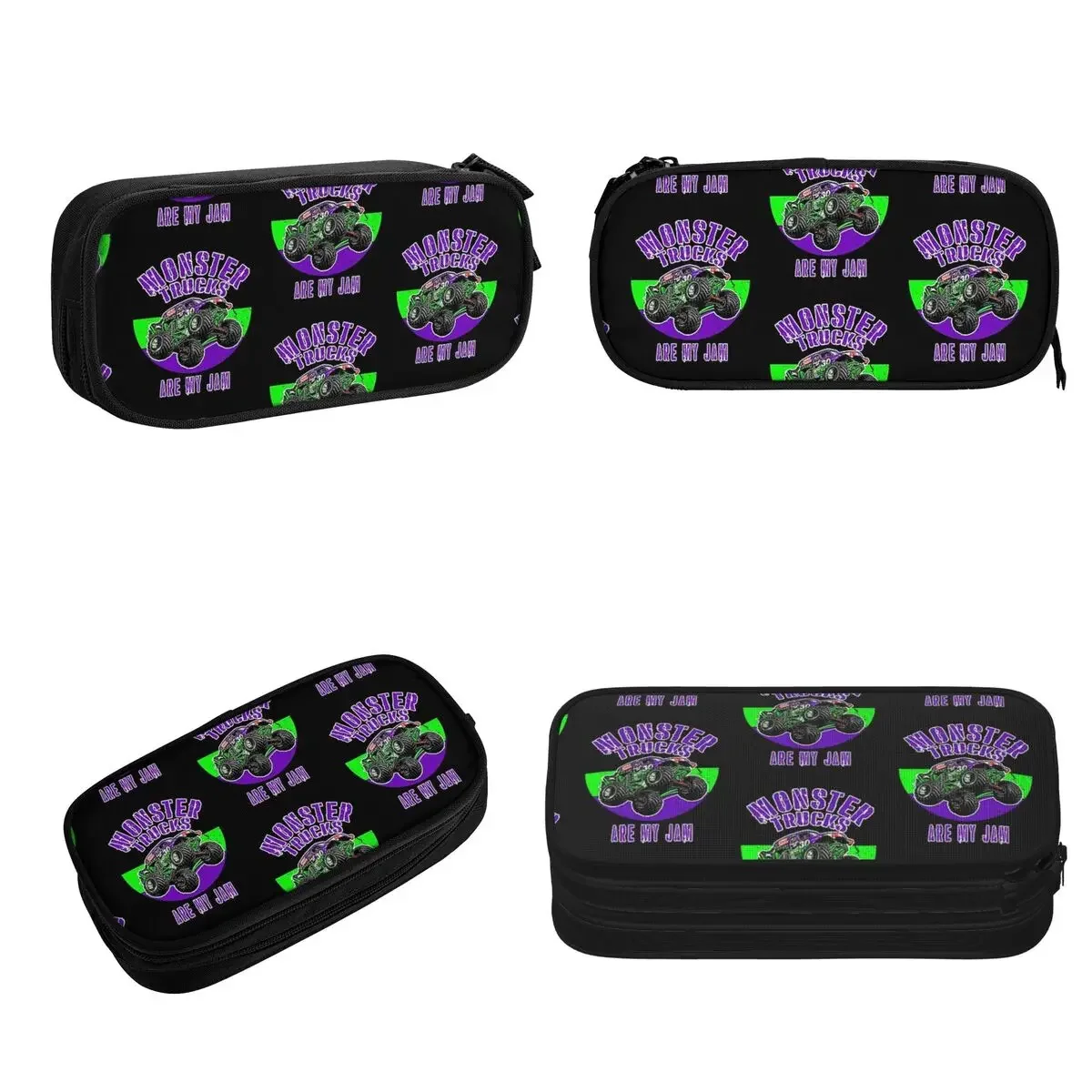 Truck Are My Jam Grave Digger Pencil Cases Large Storage Pen Bags Pen Box Pencil Pouch For Stationery School Office