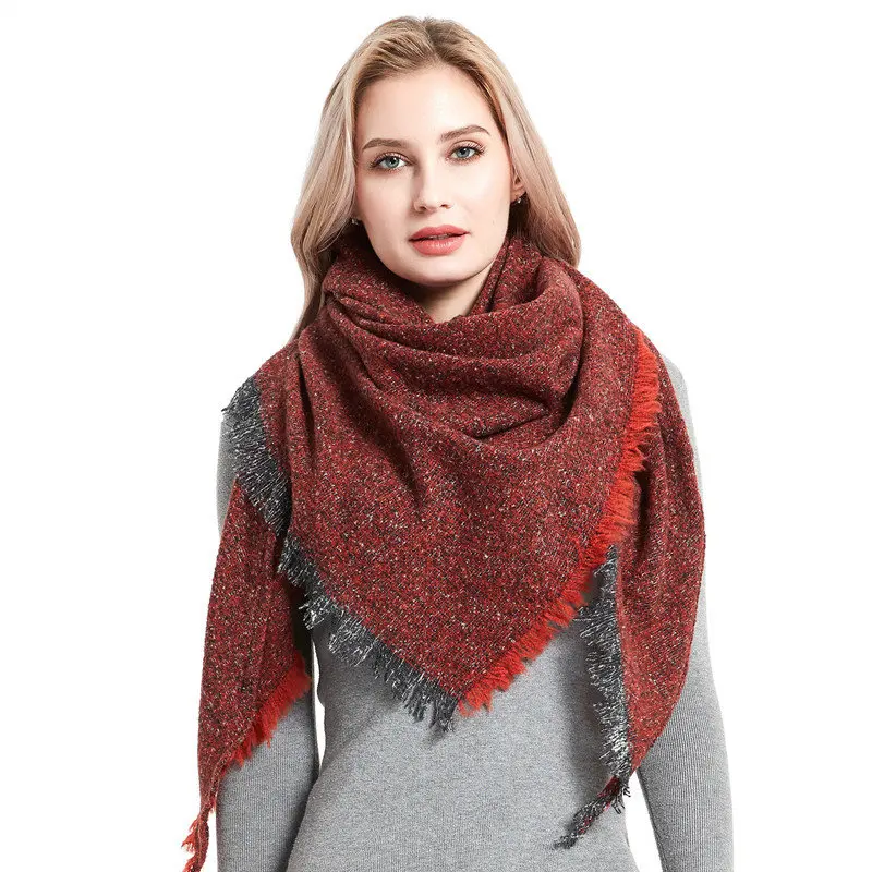 Écharpe en cachemire de luxe pour femmes, Pashmina, couleur unie, châle en Triangle, enveloppant, foulard sale pour femmes