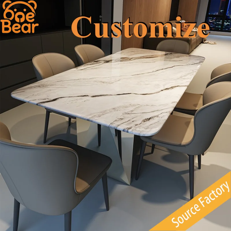 Any Size Custom Rock Texture Marble Dining Table Simulated Natural Stone Look Waterproof Wear Resistant Original Dining Table