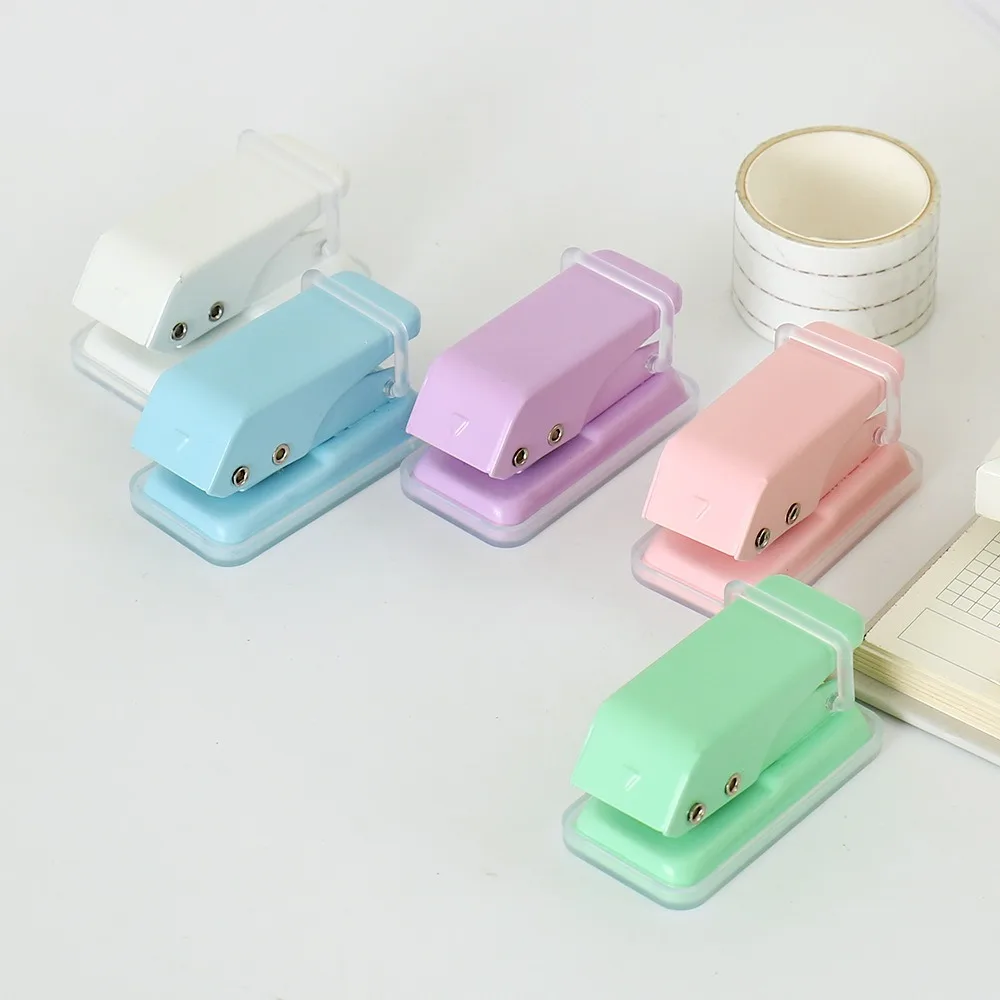 Mini DIY Crafts Single Hole Punch Macaron Color Binding Embossing Tool Manual 1 Hole Mini Paper Punch Student