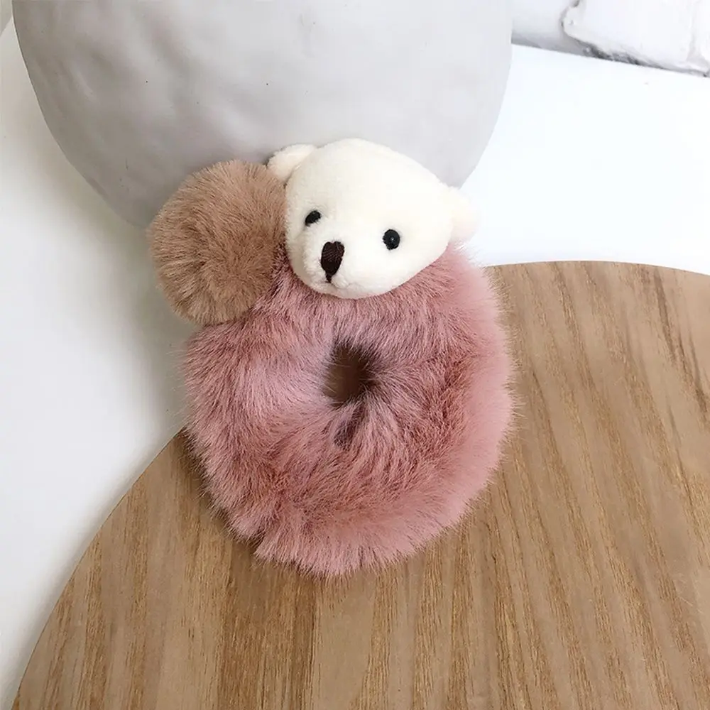 

Women Girls Scrunchie Plush Bear Elastic Cute Hair Accessories Ponytail Holder Hair Rope Rubber Bands