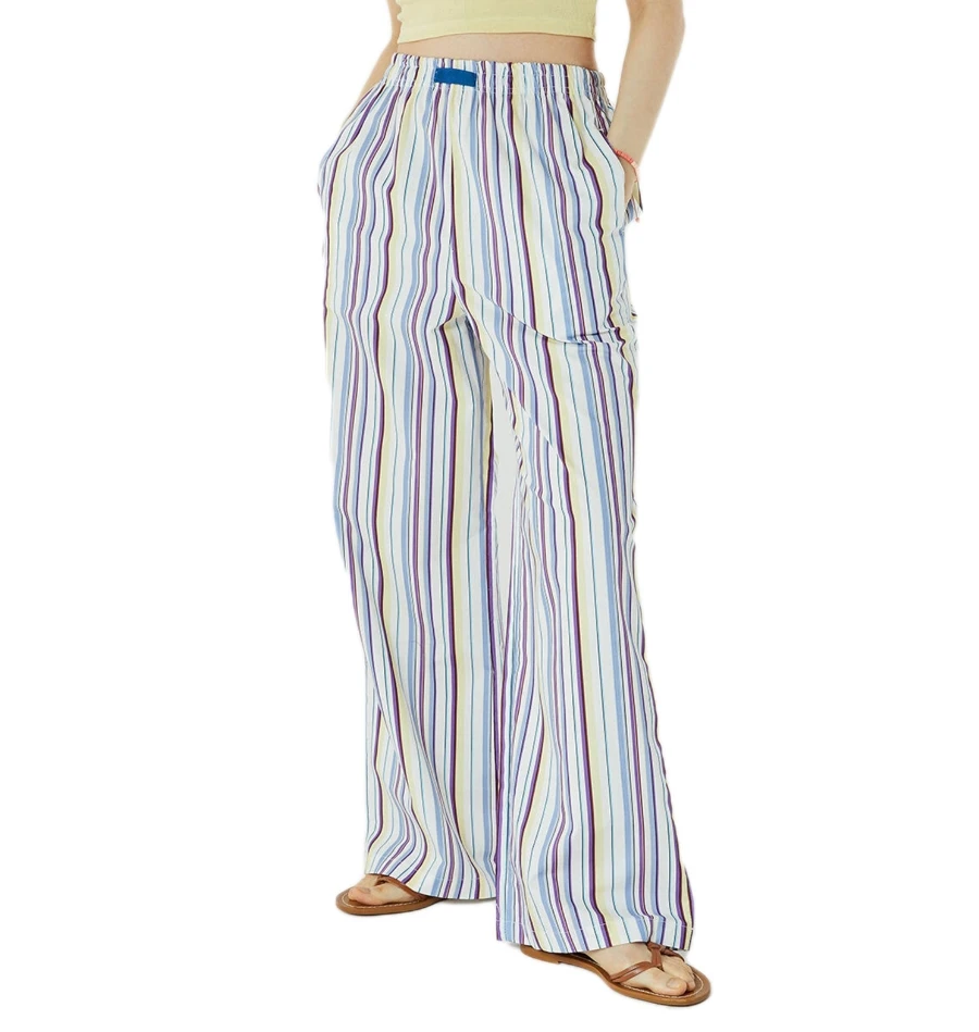 Casual Women's Pants Stripe Printed Wide Leg Pants Casual Street Fashion Pockets Loose High Waist Pants Basic Fashion Pants