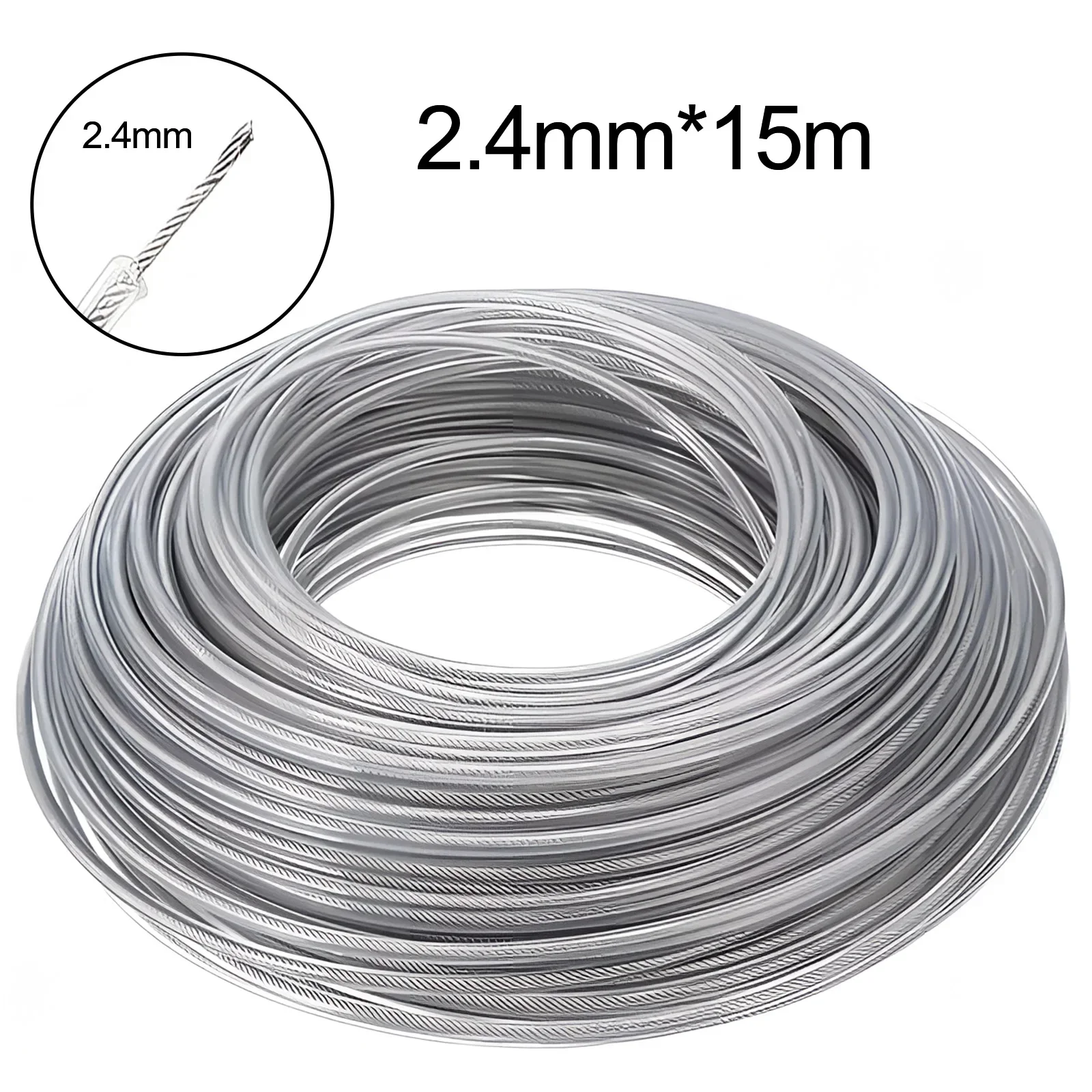 5m/10m/15m*2.4mm/2.7mm/3mm/4mm Grass Trimmer Line Nylon Wire Brush Cutter Rope Steel Grass Trimmer Line Lawn Mower Replacement