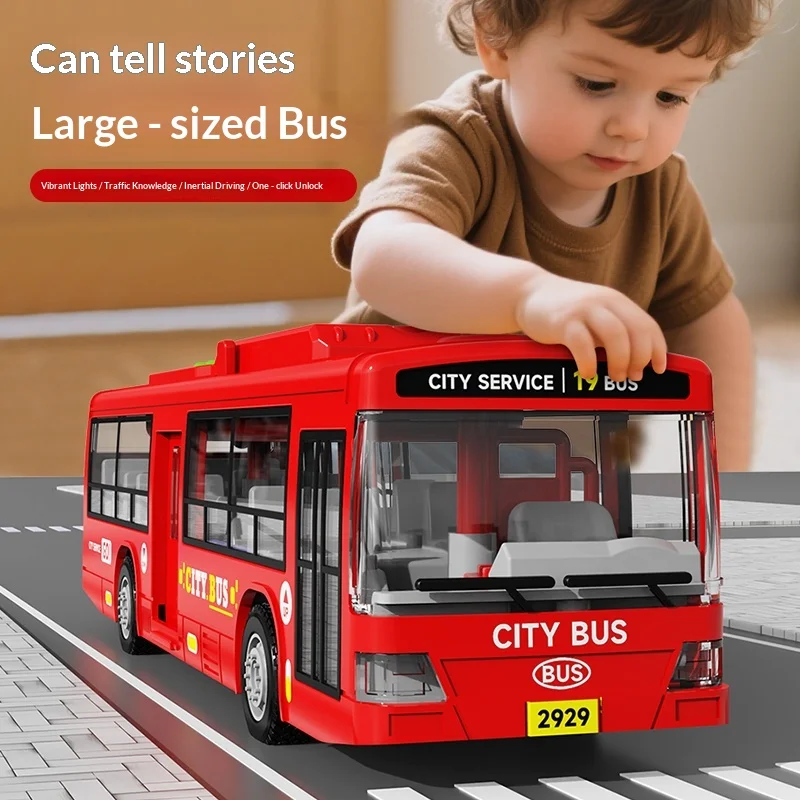 

Большой Инерционный Автобус-Игрушка с Открывающимися Дверями Одним Нажатием, Крутой Подсветкой, Функцией Рассказывания Историй, Высокодетализированная Модель Автобуса 2929