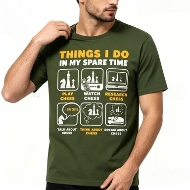 Men 100% Cotton Things I Do In My Spare Time Chess Player Graphic T Shirt Casual Chess Lover Male Tees