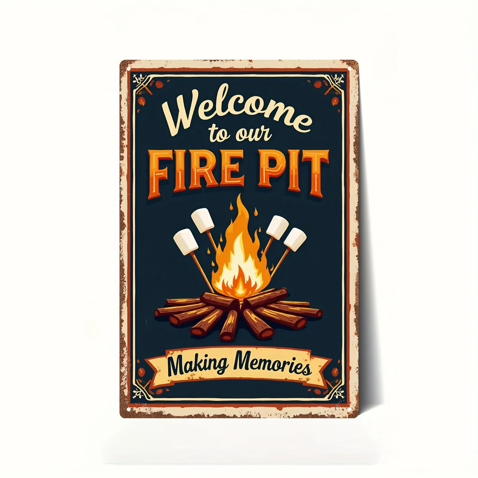 1Pcs Halloween Metal Tin Sign, Welcome Firepit Memory Wall Decor for Kitchen Bedroom Home, Discount Weird Gothic Ornament