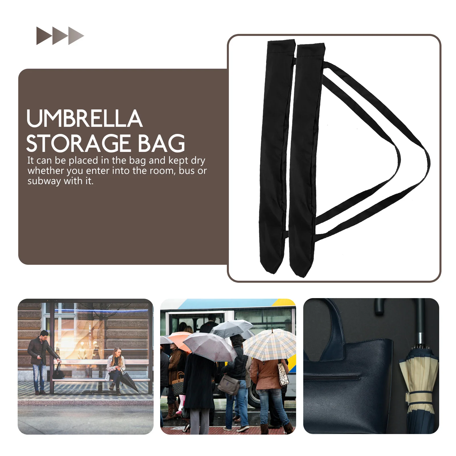 

2pcs Stick Umbrella Set Storage Bag Waterproof Portable Outdoor Umbrella Sleeves Cover Holder Folding Pouch Black