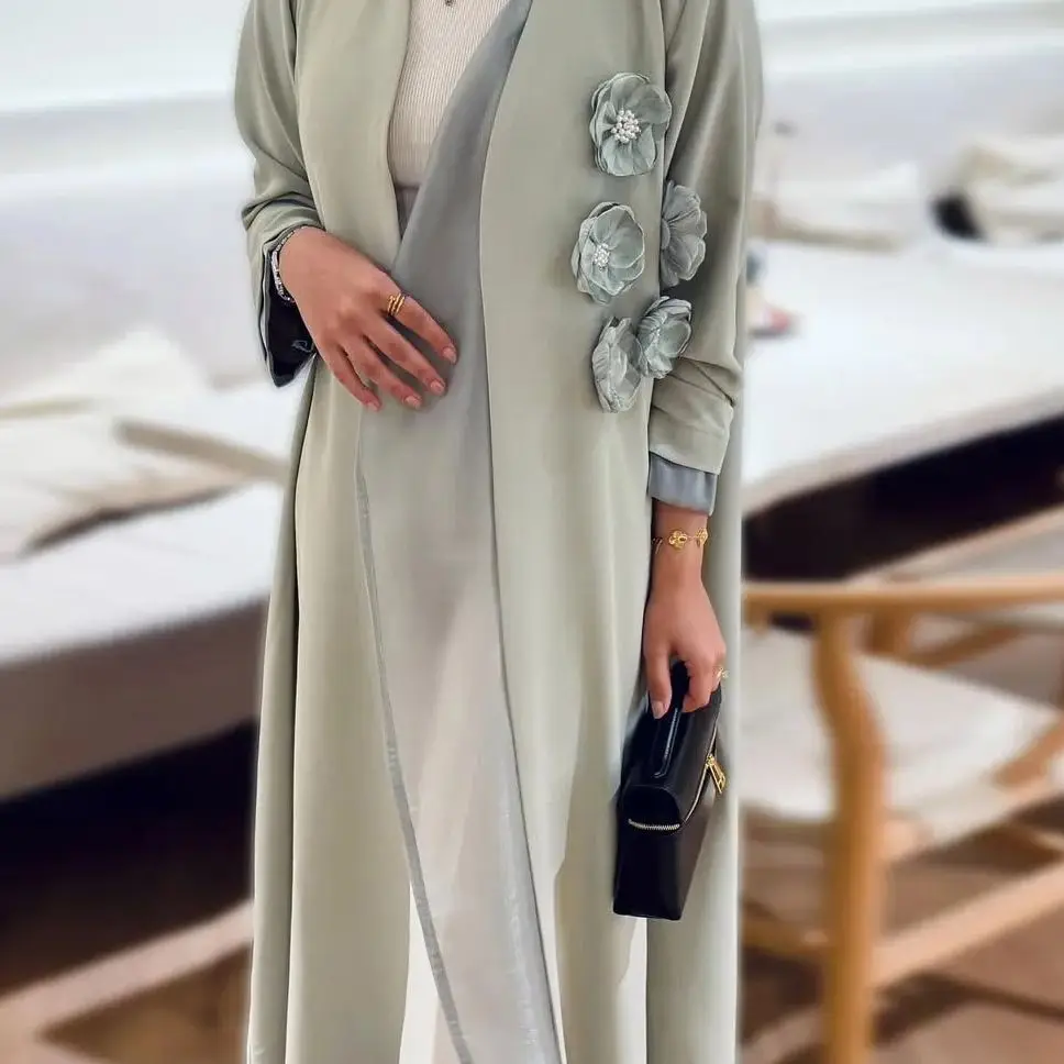 

New Muslim Kimono Cardigan Maxi Dress Flower Jalabiya Dubai Abaya Women Turkey Kaftan Kebaya Caftan Marocain Femme Robe Vestidos