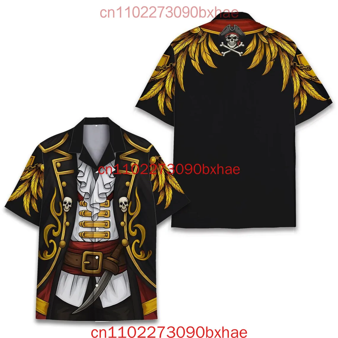 

Funny Pirate Costume Hawaiian Shirt for Men Women Youth Captain Pirate Button-Down Short Sleeve Shirt Novelty Costume Beach Shir