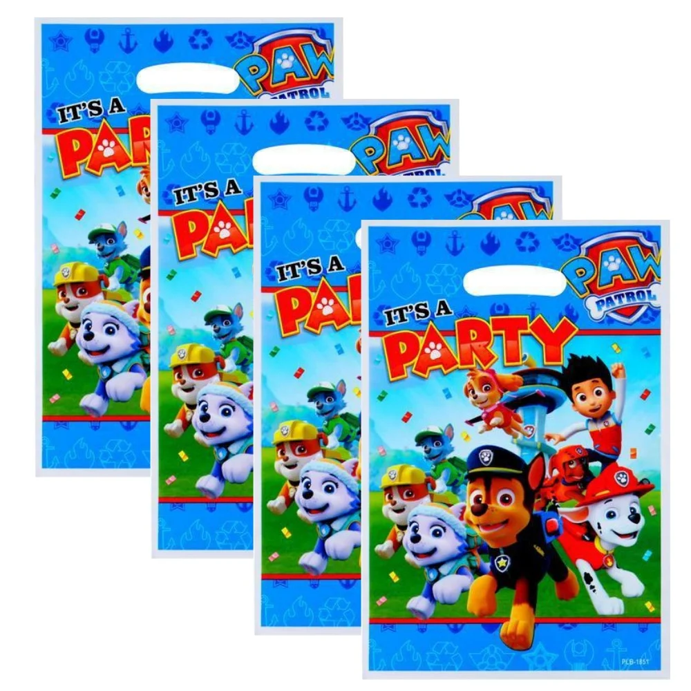 10/20/30Pcs Paw Patrol Party Gift Bags Plastic Candy Bag Loot Bag Kids Boys Girls Birthday Decoration Supplies Baby Shower