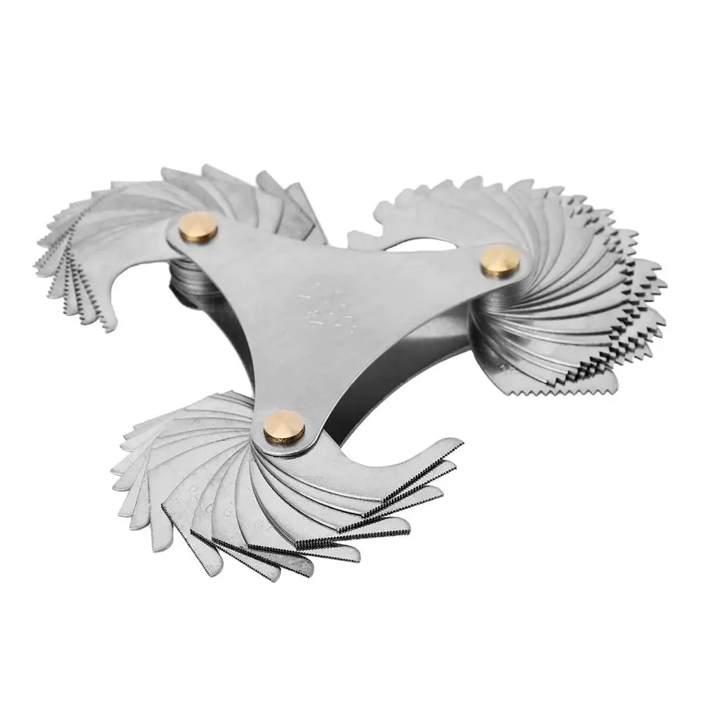 Calibrador de paso de tornillo de acero inoxidable de precisión, cuchillas de rosca de 60 grados, medidor de medición de rosca 4-84, herramienta de medición triangular, 51 piezas