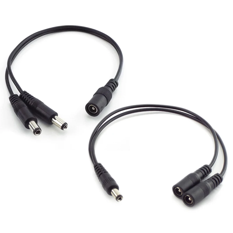 5,5 mm 2,1 mm 1 Buchse auf 2 Stecker, DC-Stromverteiler-Stecker, Verlängerungskabel für CCTV-LED-Streifen, Lichtversorgungsadapter