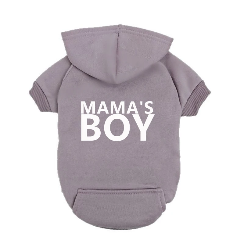 Sudadera con capucha de forro polar para perros pequeños mama's boy_voghion.com